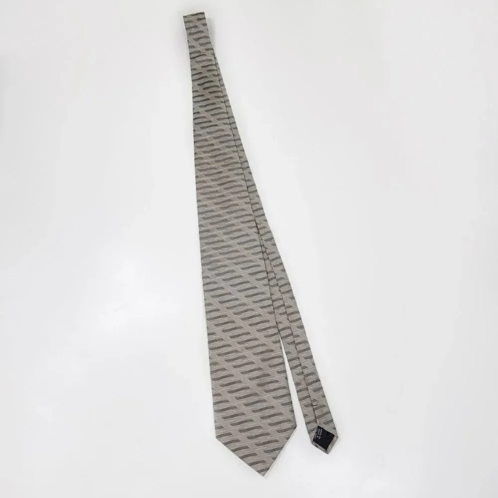 Croft &‎ Barrow Patterned Silk Men's Neck Tie Taupe Tan Grey